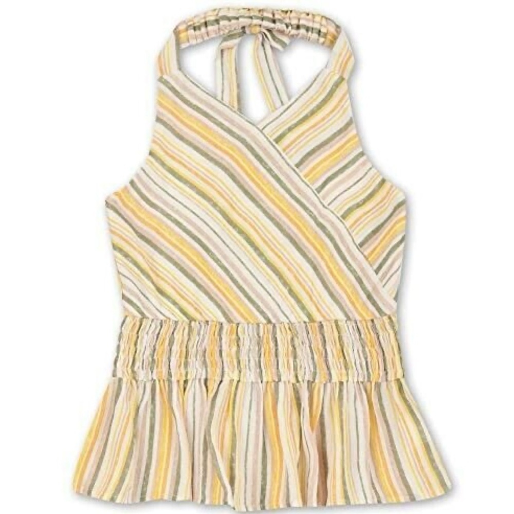 SPEECHLESS Big Girls Smocked Elastic Waist Striped Halter Top |‎ NEW/NWT!!🤎🧡